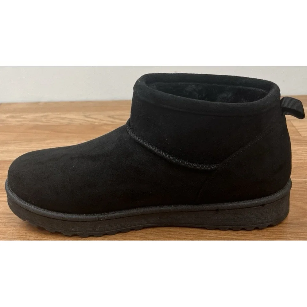 SO Lupita Black Booties Boots Faux Suede & Fur Mini Boots Women's Size 8. 5 NEW